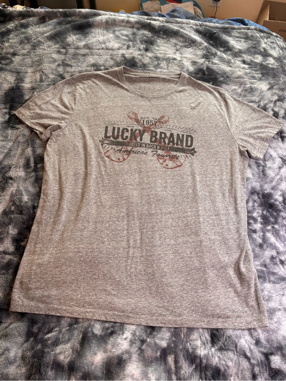 Lucky Brand Gray Heather Crewneck Tee
